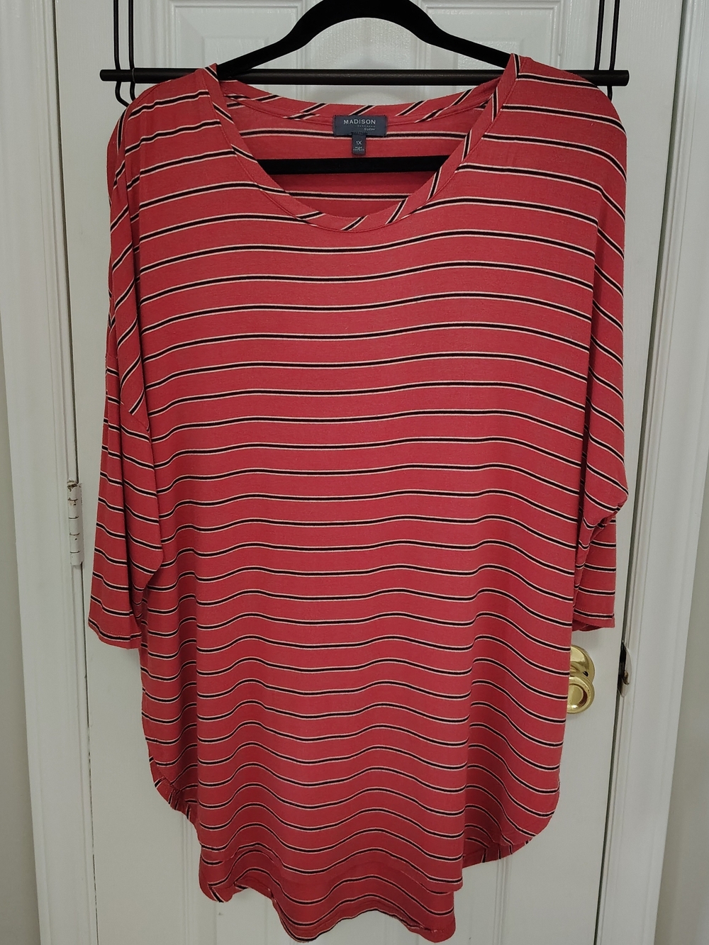 Madison Women’s Red Striped Casual Top
